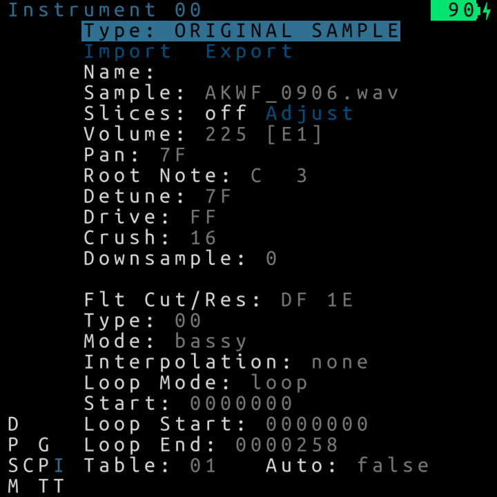 screen capture of original sample screen
