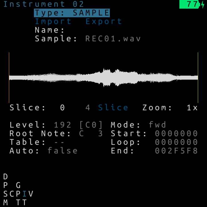 screen capture of sample instrument