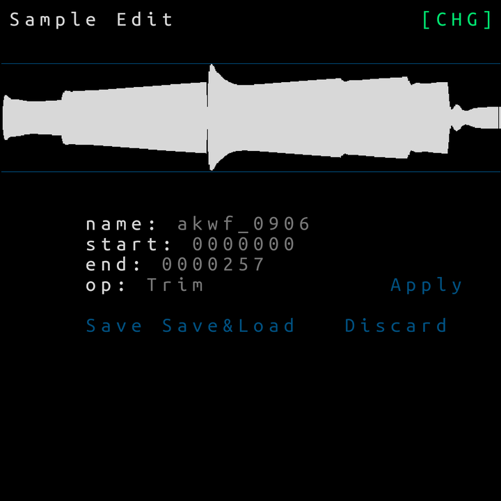 screen capture of sample editor screen