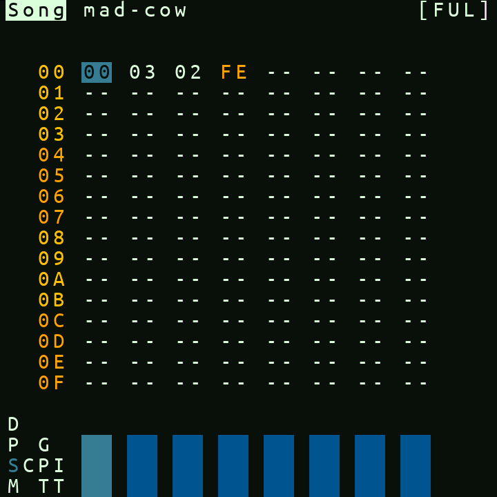 screen capture of song screen