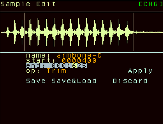 screen capture of sample editor screen