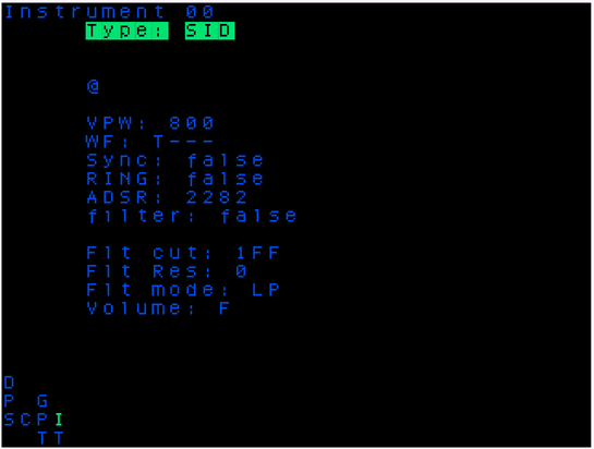 screen capture of SID instrument screen